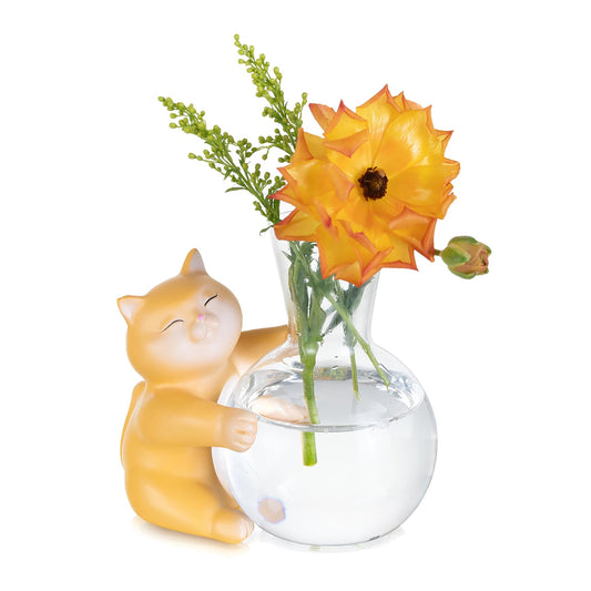 Plant Propagation Stations with Cat Statue: Glasseam Propagation Vases for Plants - Hydroponic Glass Terrarium for Home Decor - Funny Propagation Jars Gifts for Women Flower Lovers Cat Dads Moms