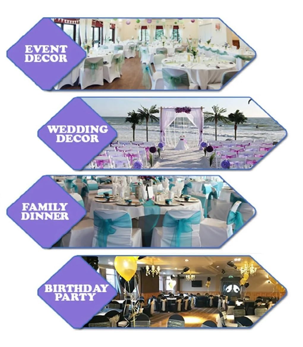 SARVAM FASHION Elegant Organza Chair Sashes Sheer Fabric Sashes for Weddings, Parties, and Special Events – (Pack of 10 Pieces, Baby Pink)