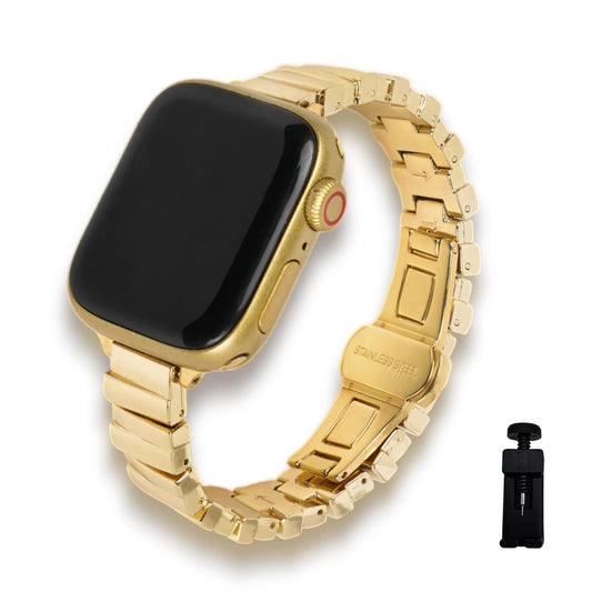 Fancy Metal Strap Compatible with Apple Watch Band 38mm 40mm 41mm 42mm 44mm 45mm 49mm, Dressy Stainless Steel Chain Strap, Slim Fancy iWatch Band for Women(Gold, 38/40/41mm)