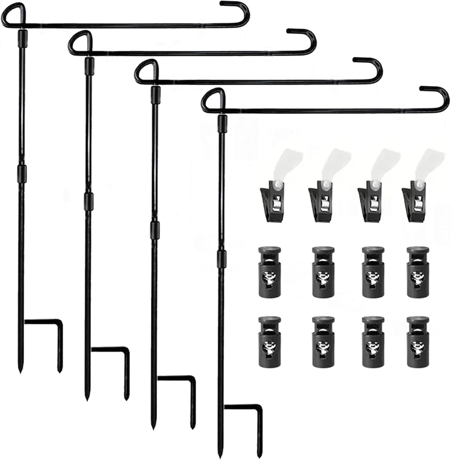 4 Pack Garden Flag Holder Stand, Yard Metal Banner Flagpole with Anti-Wind Clip for Christmas Garden Flag Outdoor Garden Lawn, Flagpole Holds Flags up to 16.5" in Width