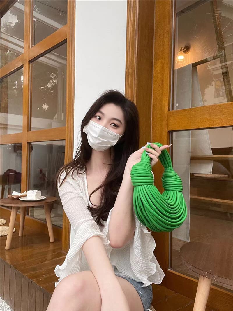 Hand Bread Women's Clutch Top Handle Satchel Shoulder Crossbody Creative Noodles Purses Underarm Bag Handbag (Gold)