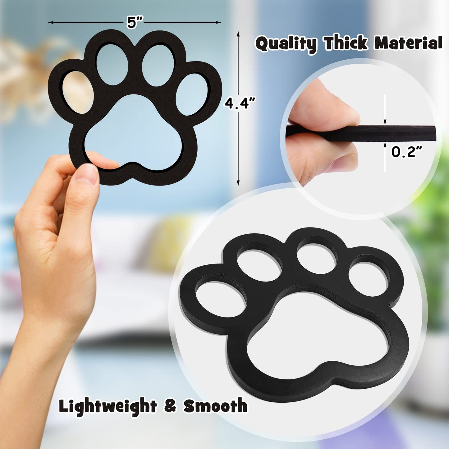 Xylolfsty Dog Room Decor Paw Prints Wood Wall Art Dog Lovers Gifts Puppy Decorations Signs for Home Kitchen Bathroom Bedroom BLACK 4PCS