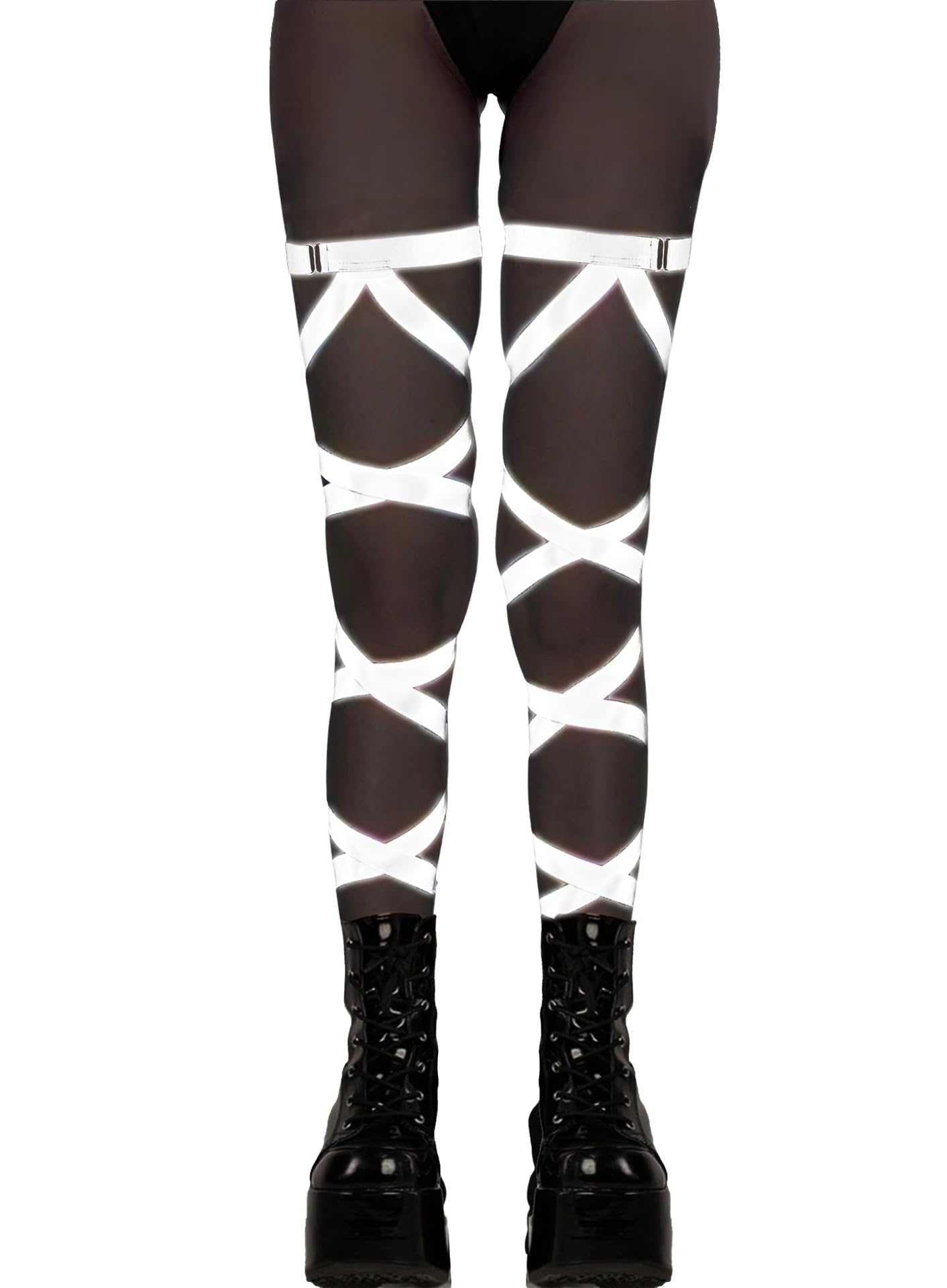 Reflective Rave Leg Wrap for Women - Adjustable Holographic Glow Straps Music Party Accessories EDC Concert Outfits