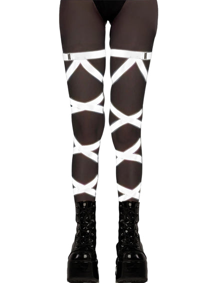Reflective Rave Leg Wrap for Women - Adjustable Holographic Glow Straps Music Party Accessories EDC Concert Outfits