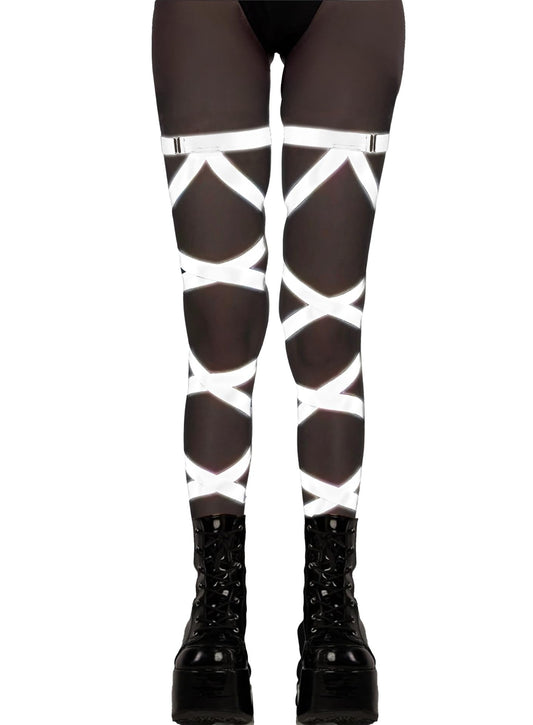 Reflective Rave Leg Wrap for Women - Adjustable Holographic Glow Straps Music Party Accessories EDC Concert Outfits