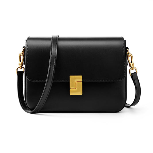 MoreFarther Shoulder Bags for Women, Genuine Leather Crossbody Purses Vintage Handbags-Adjustable Strap Designer Bags (Black)