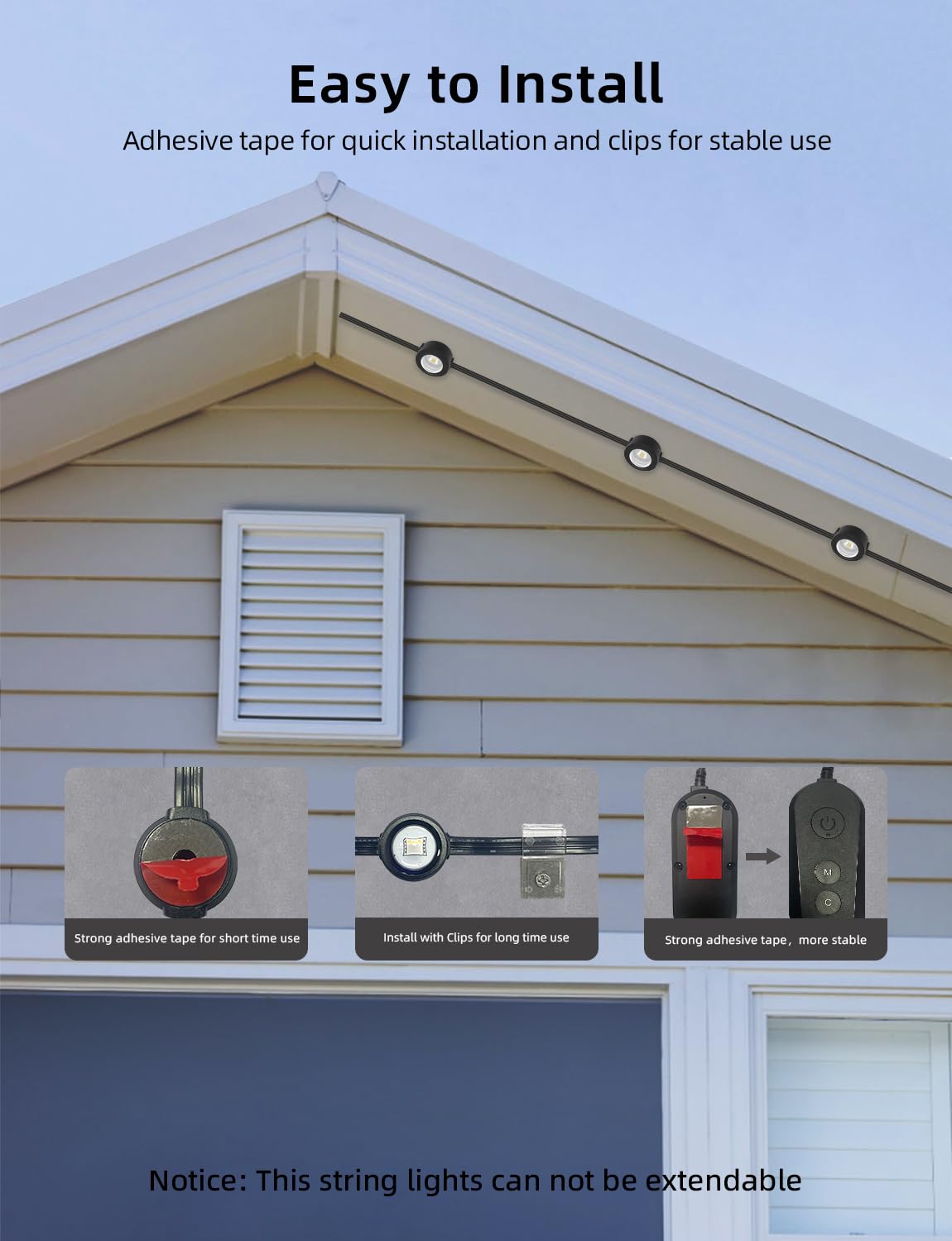 APPECK Permanent Outdoor Lights 100ft with 72 LEDs, DIY Scene Modes, Smart RGBW String Lights Waterproof, App & Remote Control for Christmas, Holidays, Compatible with Alexa, Google, Black