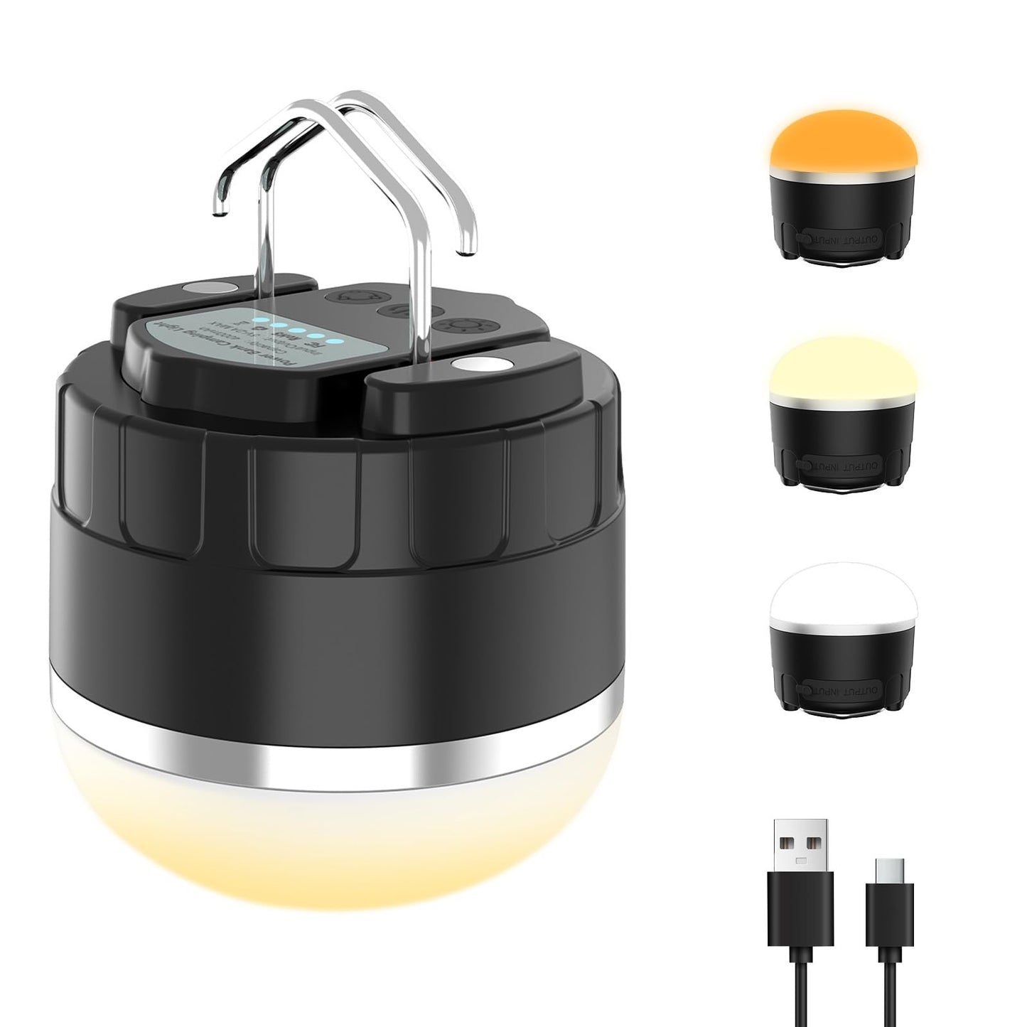 LED Camping Lantern Rechargeable, 1000LM Portable Camping Tent RGB Light with 10 Light Modes & Magnetic Base, 4000mAh Emergency Hanging Light for Hurricane, Power Outage, Camping, Hiking