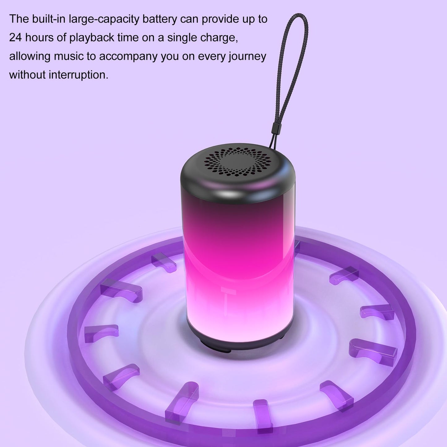 Jierben Portable Bluetooth Speaker, 3D Surround Sound, Bluetooth 5.4, LED Light, Wireless Stereo Pairing, 24 Hours Playing Time, IPX7 Waterproof, Suitable for Home/Outdoor/Party/Beach, Birthday Gift