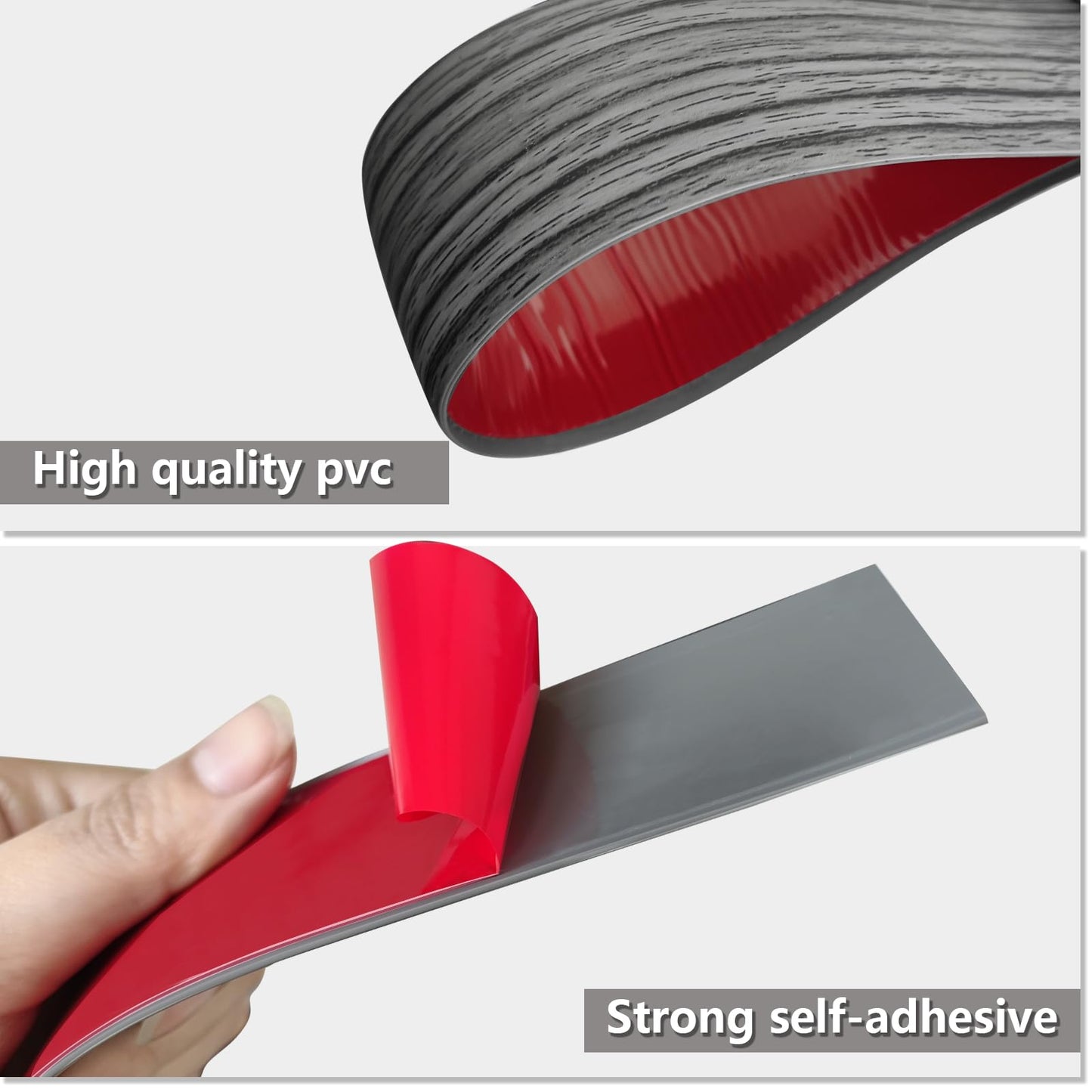 Vinyl Floor Transition Strip Self Adhesive 1.57"×10' Gray Wood Grain Floor Divider Strip Flooring Transition Strips for Laminate Flooring, Uneven Floors, Carpet, Tiles(10FT,1.57in,Gray Wood Grain)