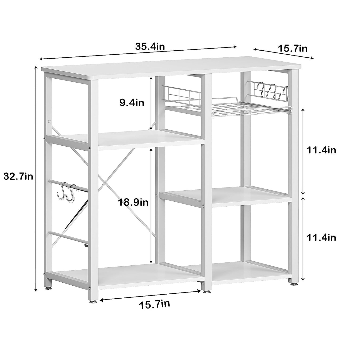 soges 3-Tier Kitchen Baker's Rack Utility Microwave Oven Stand Storage Cart Workstation Shelf, White
