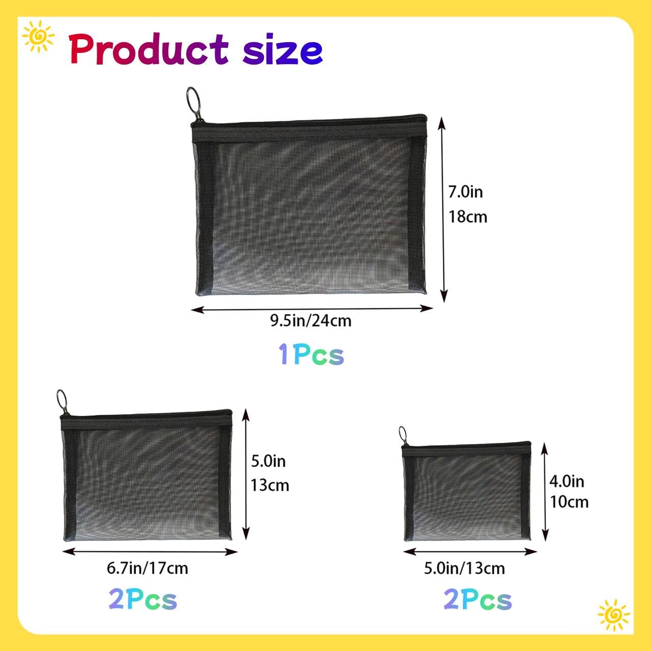 5-Pack Small Mesh Makeup Bag with Zipper for Purse, Diaper Bag Organizing Pouches, Purse Organizer Pouches for Travel Toiletry Bag