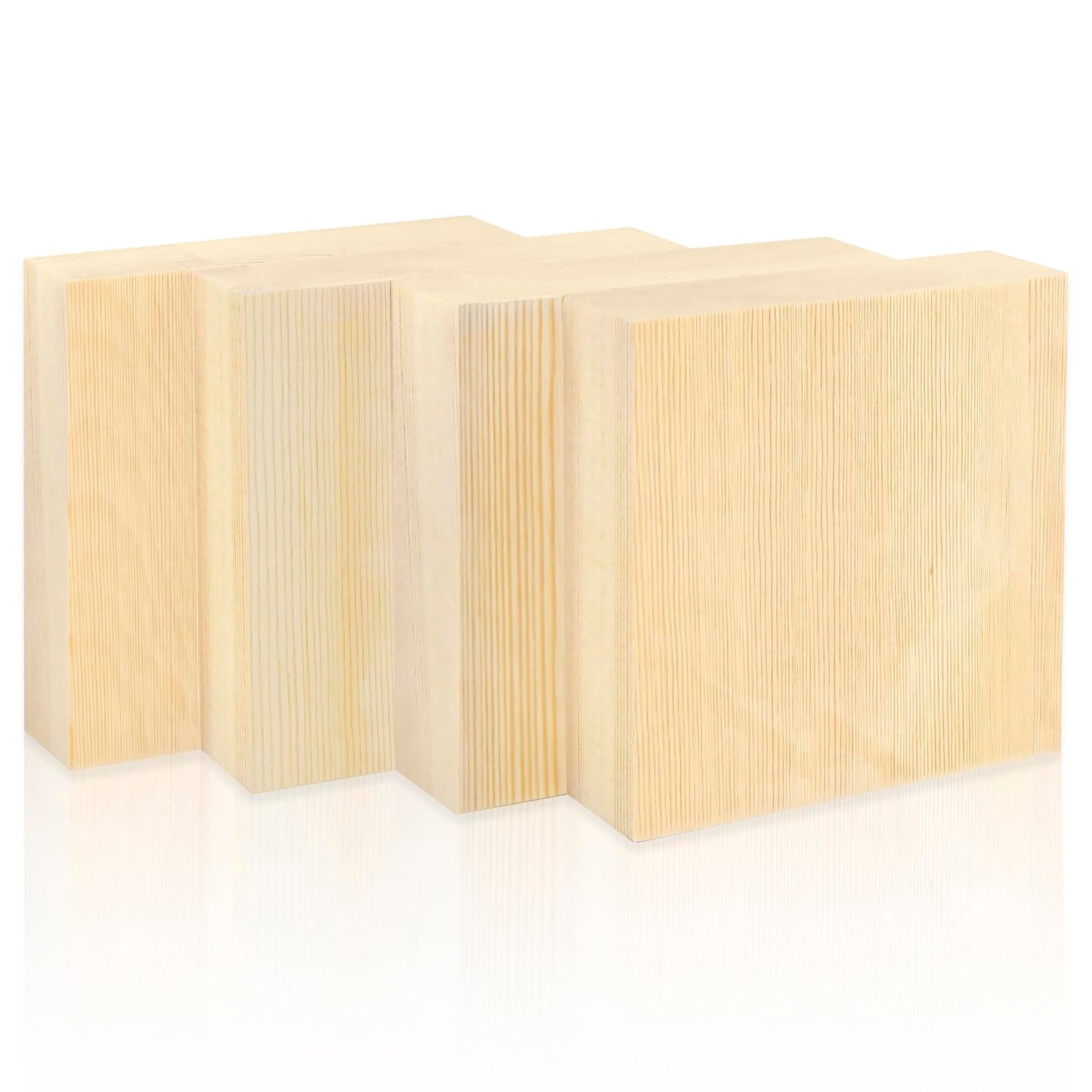 6x6x1 Inch Solid Wood Carving Blocks, 4 Pcs Rectangle Wooden Blocks for Crafting, Unfinished Wood Blocks for Crafts DIY Supplies Coasters Engraving Painting Beginners and Adults(6x6x1 Inch)