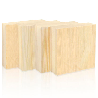 6x6x1 Inch Solid Wood Carving Blocks, 4 Pcs Rectangle Wooden Blocks for Crafting, Unfinished Wood Blocks for Crafts DIY Supplies Coasters Engraving Painting Beginners and Adults(6x6x1 Inch)