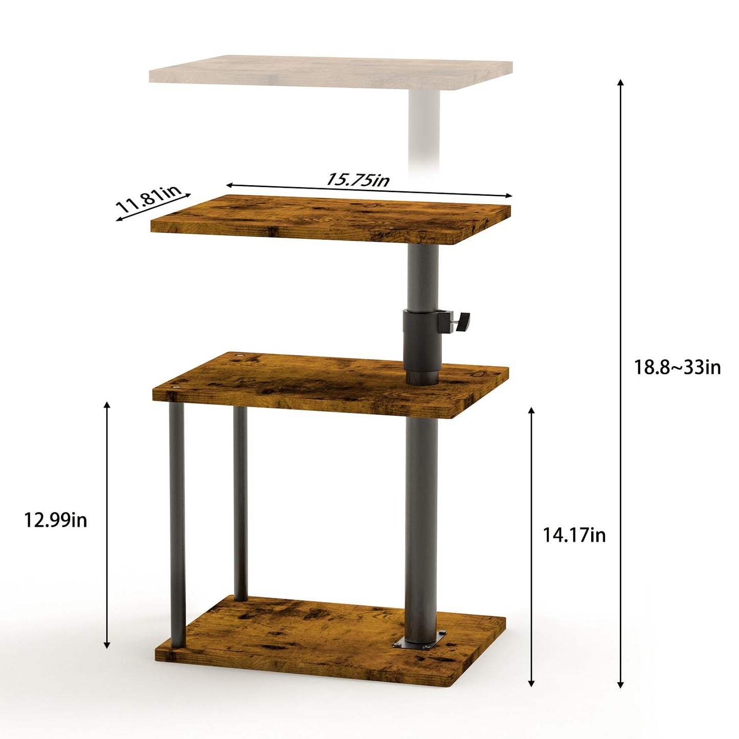 Faesun Swivel Side Table for Couch Arm, Height Adjustable C Shaped End Table for Recliner or Bed, Tv Trays with Storage Shelf for Small Spaces- Small Nightstand for Living Room, Bedroom
