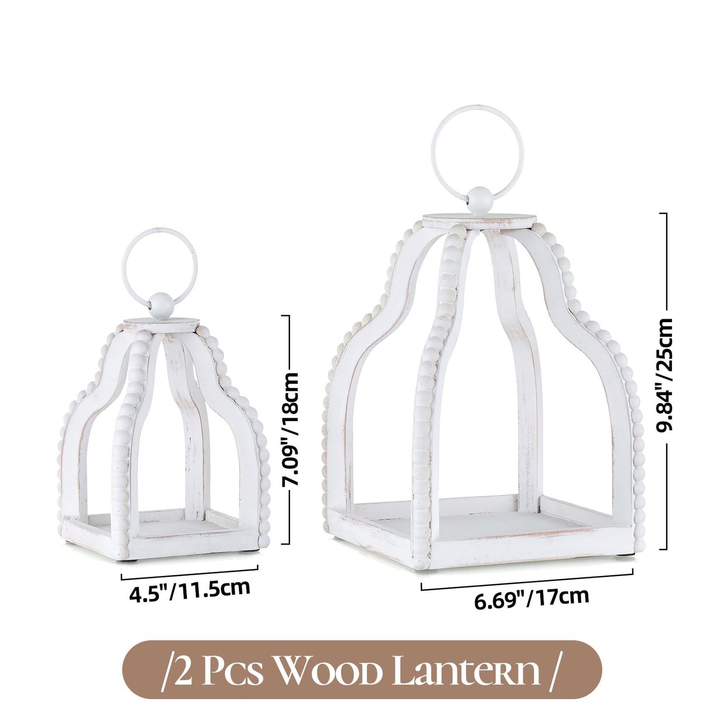 Staymoment Wood Lanterns Decorative Indoor: Farmhouse Hanging Candle Holder Set of 2 Brown Table Centerpiece Fireplace Mantle Shelf Rustic Home Decor Fall Decoration