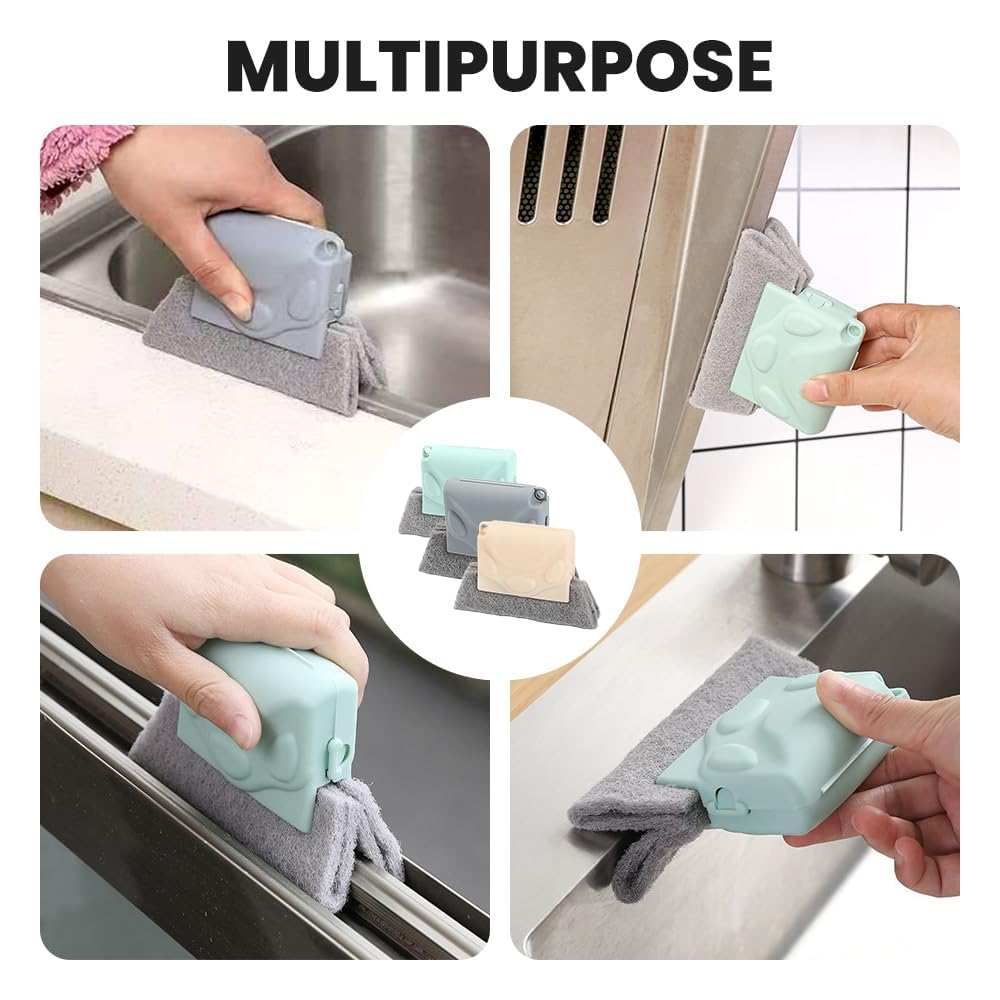 Window Groove Cleaning Brush,2024 New Hand-held Magic Window Track Cleaner Tools Set,Groove Cleaning Brush Window or Sliding Door for Sliding Door, Sill, Tile Lines, Shutter (Gray)