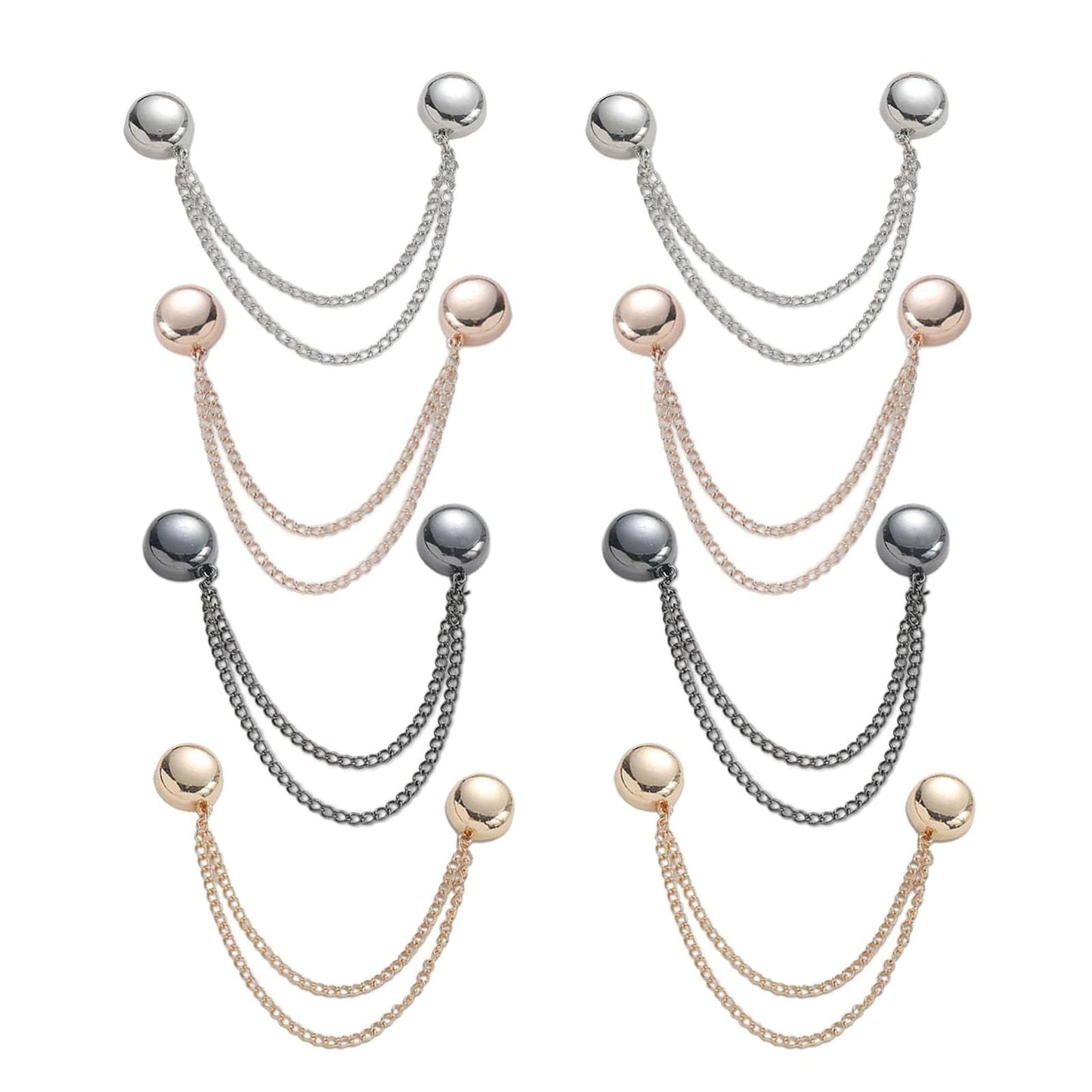 Multi-Function Magtic Clothing Clips, 4 Packs Strongest Strength Buttons Clips with Chain Multi-Purpose Magnec Pinless Brooch for Women Clothes Hijab Pins Decorate