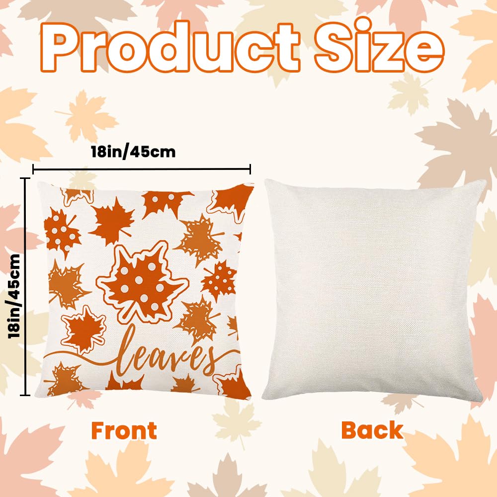 Heirloom Haven 4pcs Fall Pillow Cover 18x18in Thanksgiving Hello Maple Leaves Buffalo Throw Pillow Cases Decoration Autumn Harvest Cushion Pillow Covers for Farmhouse Couch Sofa Outdoor Home Decor