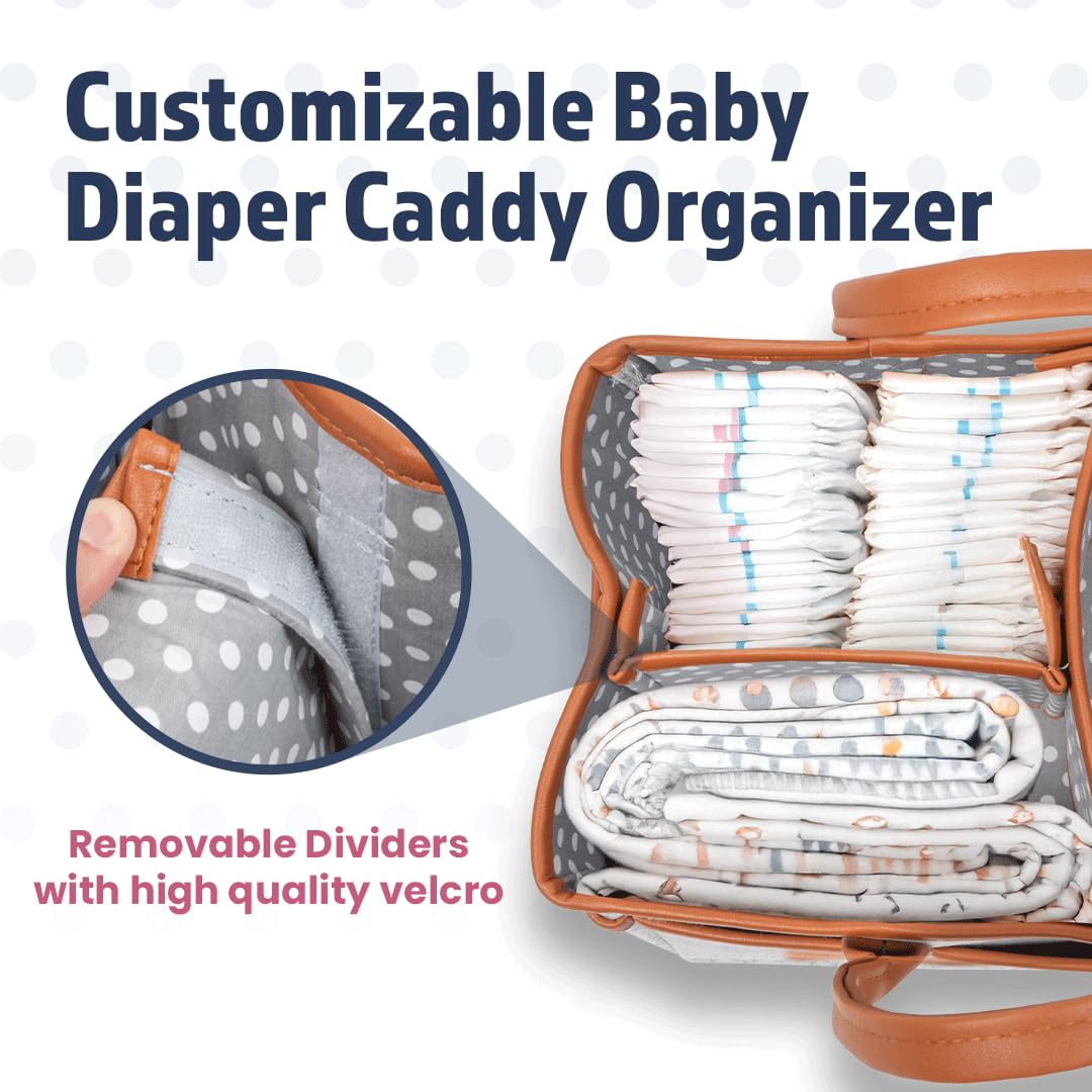 Melliberry Baby Diaper Caddy Changing Table Organizer - Baby Basket Diaper Caddy Organizer with Handle - Basket for Nursery with Changing Pads & Storage