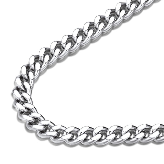 FindChic Men Curb Chain Necklace Stainless Steel Thick 7MM Link Chains for Men 14''-30'' 8 Length Options