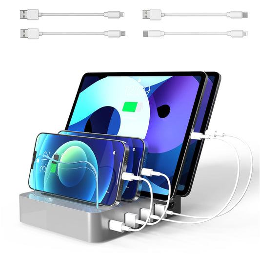 USB Charging Station Multiple Devices: 20W Fast Phone Charger Stand Dock, Compatible with Apple Cellphone iPad iPhone Tablet, Other Electronic