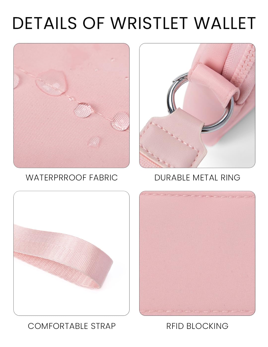 Wristlet Wallets for Women Nylon Quilted Wallet Card Case with ID Window Purses for Women for Travel Clutch Wallet