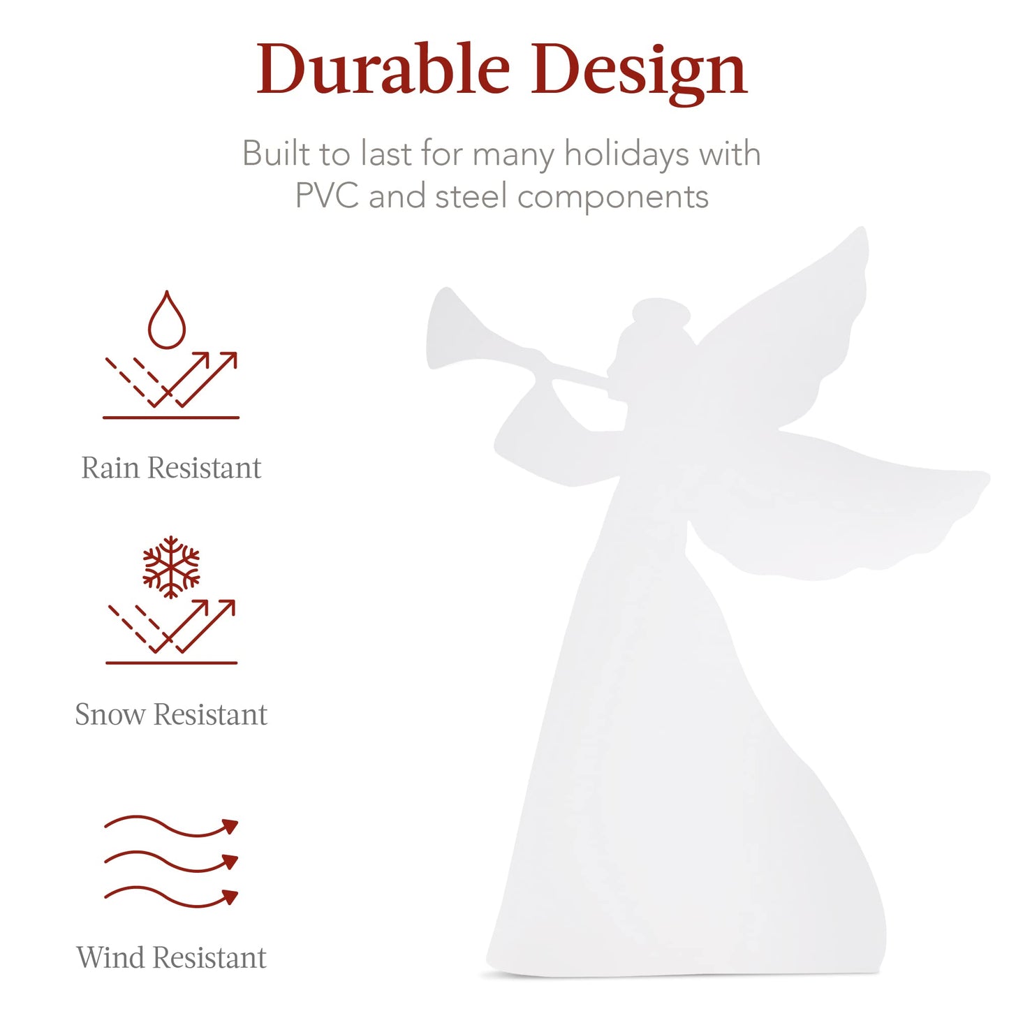 Best Choice Products 3ft Set of 2 Outdoor Christmas Angel Yard Decorations, Weather-Resistant PVC Décor for Lawn, Garden, Display w/ 4 Ground Stakes