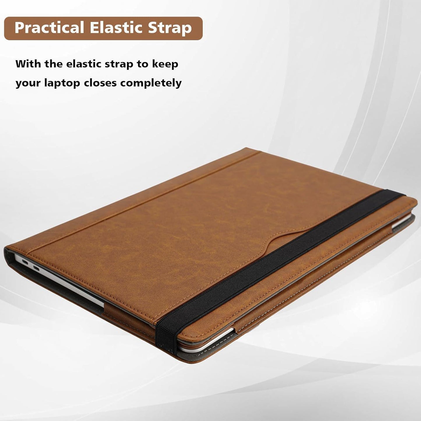 TYTX Compatible with MacBook Air 13 Inch Leather Case, for Model A2337 M1 A2179 A1932 2018-2021 Retina Display Touch ID, PU Leather Laptop Case with Pocket for Papers and Pen Holder, Brown