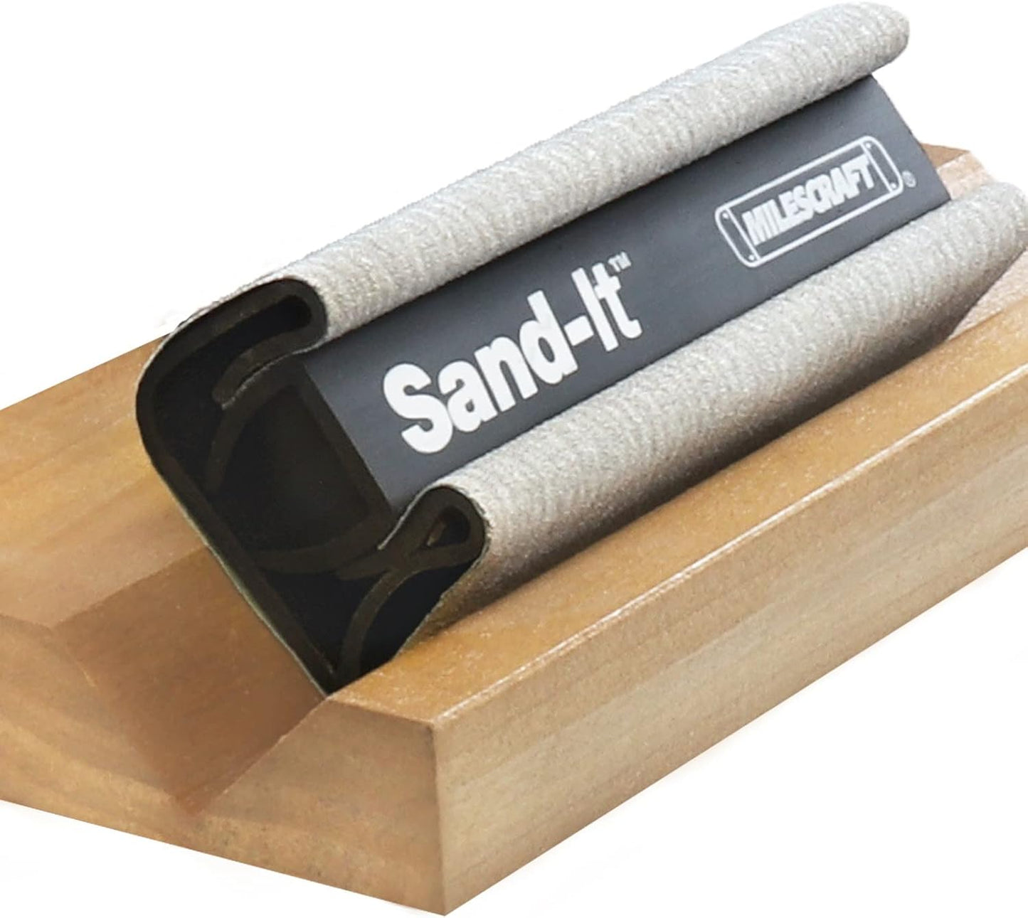 Milescraft 1622 – Sand-It Multi-Surface Sanding Block. Sand Flat, Concave, Convex & Round Surfaces or Fit into Tight Spaces. Accepts any ¼ Sheet of Sand Paper. 150 Grit Sand Paper Included