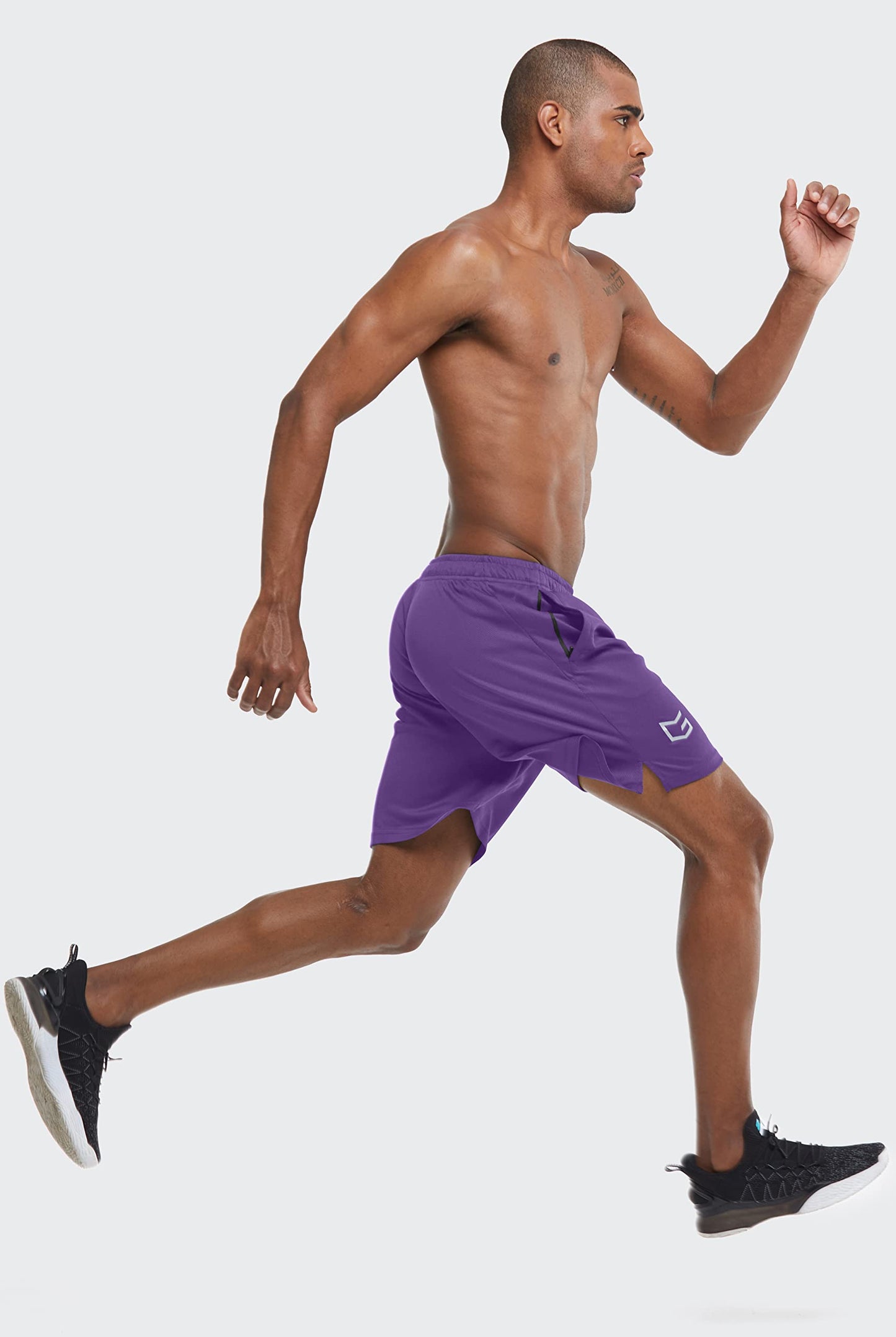 Men's 7" Workout Running Shorts Quick Dry Lightweight Gym Shorts with Zip Pockets (Purple,Large)