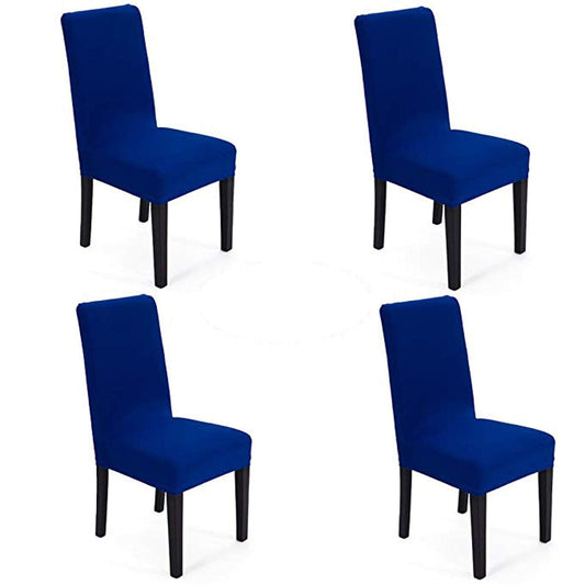 SheYang Spandex Fabric Stretch Removable Washable Dining Room Chair Cover Protector Seat Slipcovers(Royal Blue,4)
