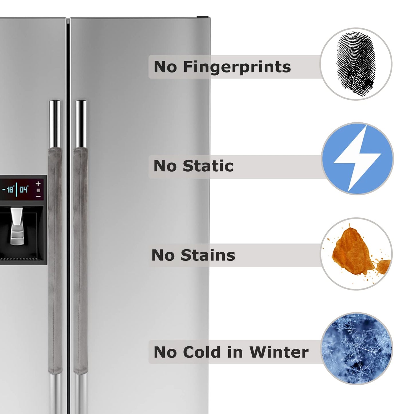 Daixers 3PCS Refrigerator Door Handle Covers Kitchen Decor Keep Appliance Clean Anti-Static Stains for Fridge Dishwashers Velvet (Grey)