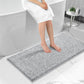 Yimobra Bathroom Rugs Non Slip Washable, Extra Soft Comfortable Bath Mat, Water Absorbent Thick Floor Mats, Shaggy Rugs for Shower Bathtubs, 24"x17", Grey&White