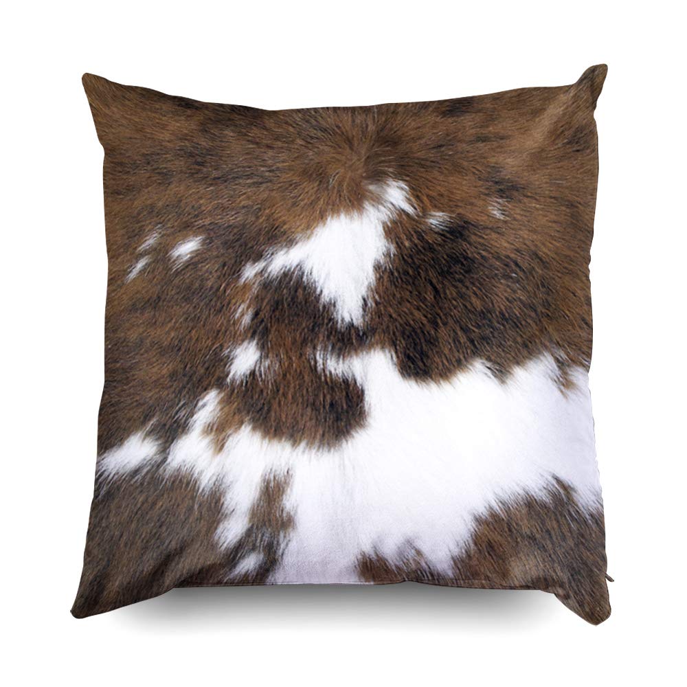 TOMWISH Pack of 2 Throw Pillow Covers Christmas Cowhide Printing Western 18x18 Pillow Cover,Decorative Throw Pillows Cushion Covers for Home Living Room Sofa Bedroom
