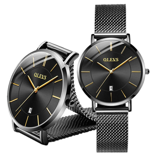 OLEVS Thin Watches for Women Waterproof Black Inexpensive Minimalist Watches Stainless Steel with Date Women Analog Quartz Watch for Birthday Party Christmas Valentine's Day