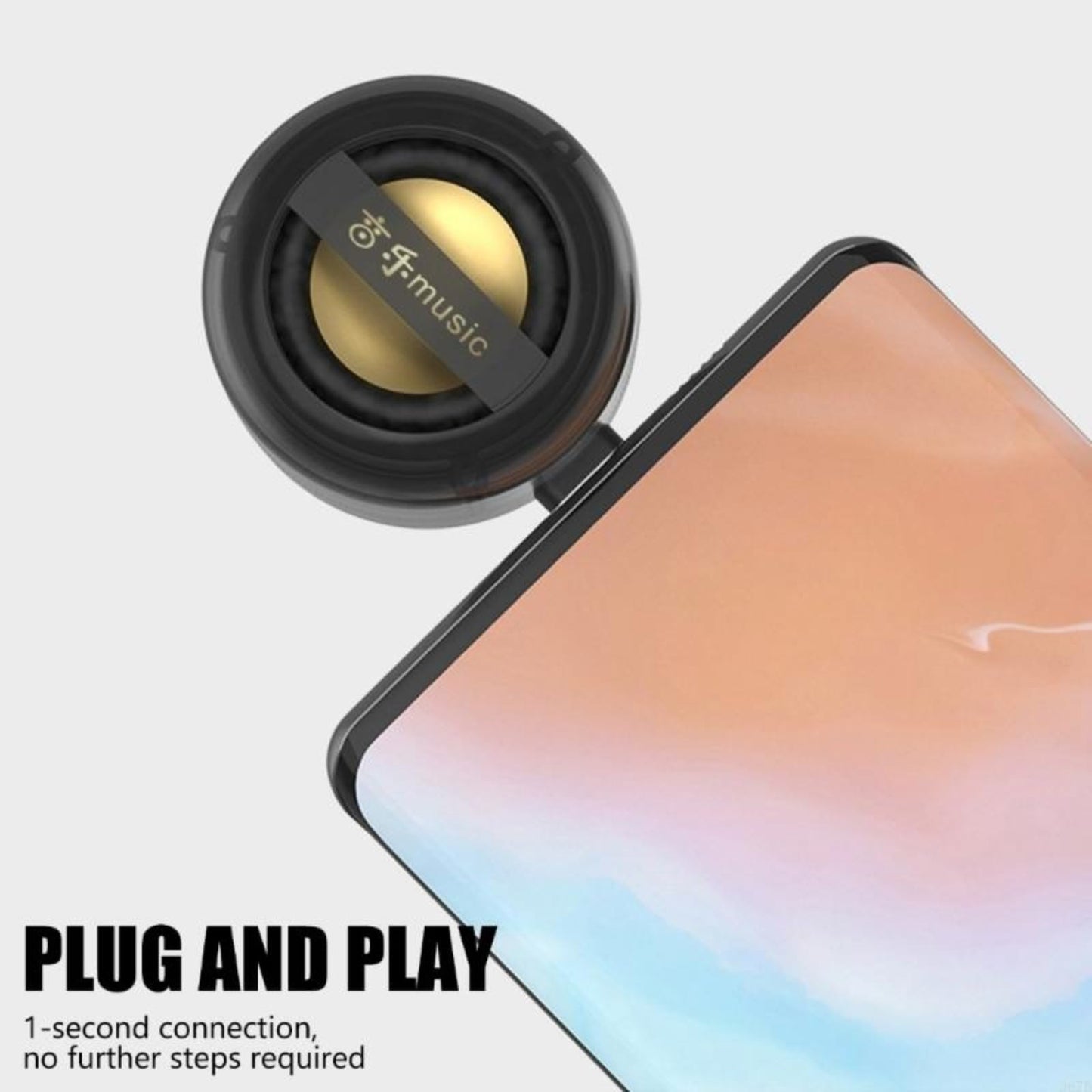 DRVLET Mini Portable Speaker, 3W Plug in Cell Phone Speaker Amplifier with Type-c Audio Interface, Plug and Play for Phone, IPad, Tablet, Smartphone (Black)