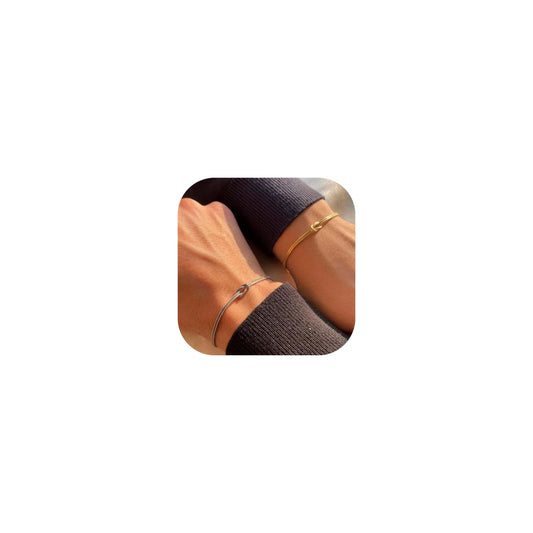 CUEZIY Bracelets for Women Matching Bracelets for Couples Love Knot Bracelet Dainty Snake Chain Forever Infinity Bracelet Adjustable Friendship Bracelet Gold Jewelry Gifts for Women (1 Gold+1 Sliver)