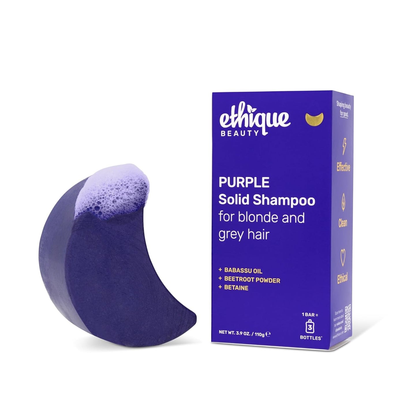 Ethique Hydrating Shampoo Bar for dry hair with Hyaluronic Acid - Plastic-Free, Cruelty-Free, Vegan, 3.88 oz