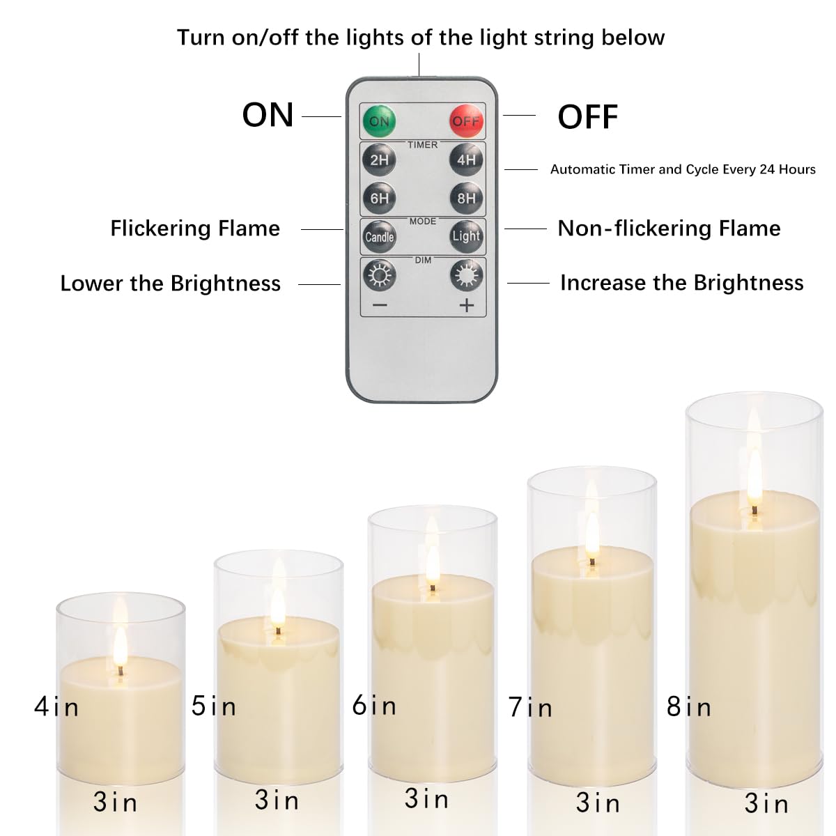 EVISINH Novelty Candle LED Flickering Flameless Candles with 10 Key Remote Timer,Battery Operated for Home Christmas Wedding Celebration Decor, Ivory, Pack of 3