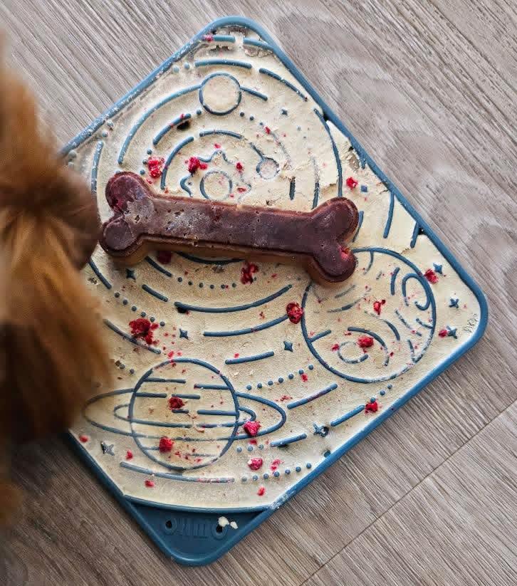 OHMO Lick Mat for Dogs and Cats(Small, Mars&Coral, 2pcs) Enrichment Accessories Toy Space Star Easy Clean Pet Slow Feeder/Suction Cups, Licking Pad for Anxiety Relief and Boredom Reduction