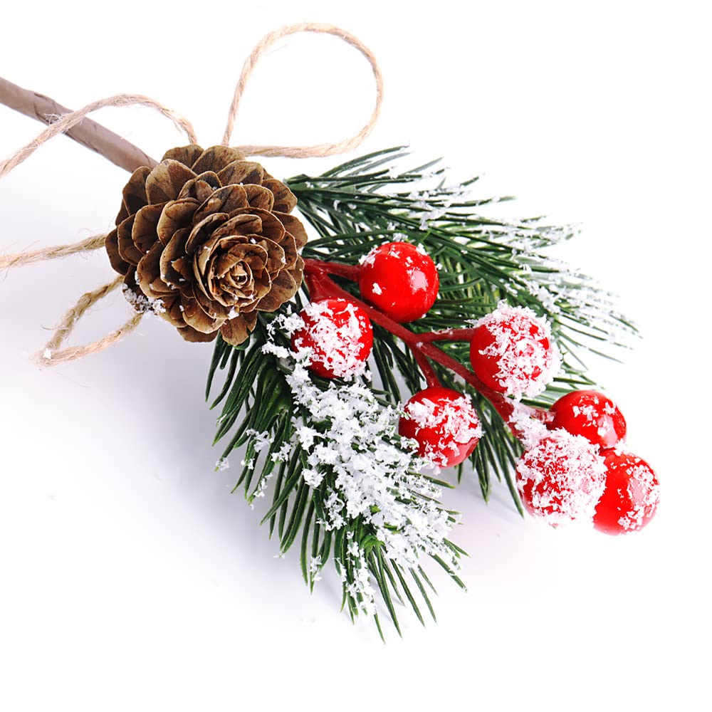 10 Pcs Red Berry Stems - Pine Cones for Crafts,Pine Cones for Decorating,Red Berry Wreath Floral Picks,Valentine's Day Mother's Day,Birthday Party Decoration,Gift Wrap Embellishment