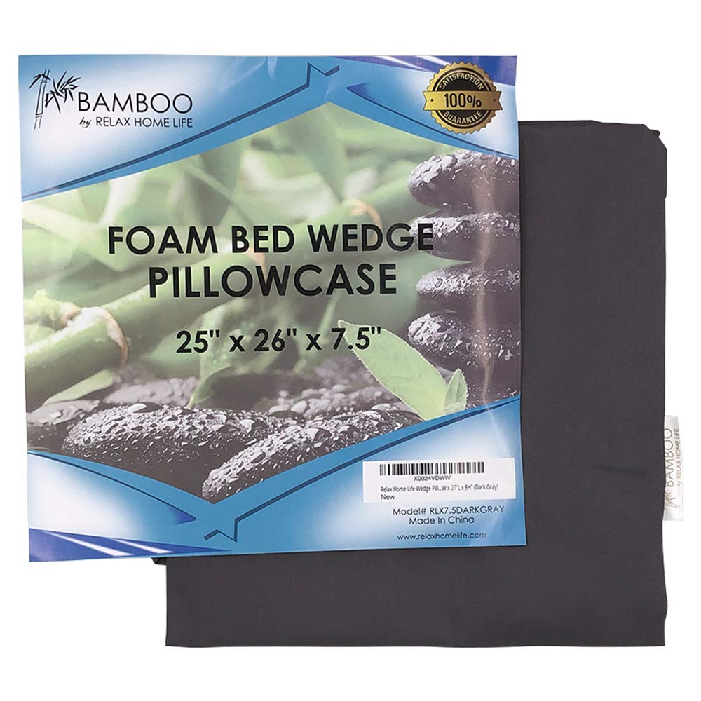 Relax Home Life Wedge Pillowcase Designed to Fit Our 7.5" Bed Wedge 25" W x 26" L x 7.5" H, Allergy Friendly 100% Egyptian Cotton Replacement Cover, Fits Sleeping Wedges Up to 27" W x 27" L x 8H