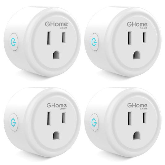 GHome Smart Mini Plug Compatible with Alexa and Google Home, WiFi Outlet Socket Remote Control with Timer Function, Only Supports 2.4GHz Network, No Hub Required, ETL FCC Listed (4 Pack), White