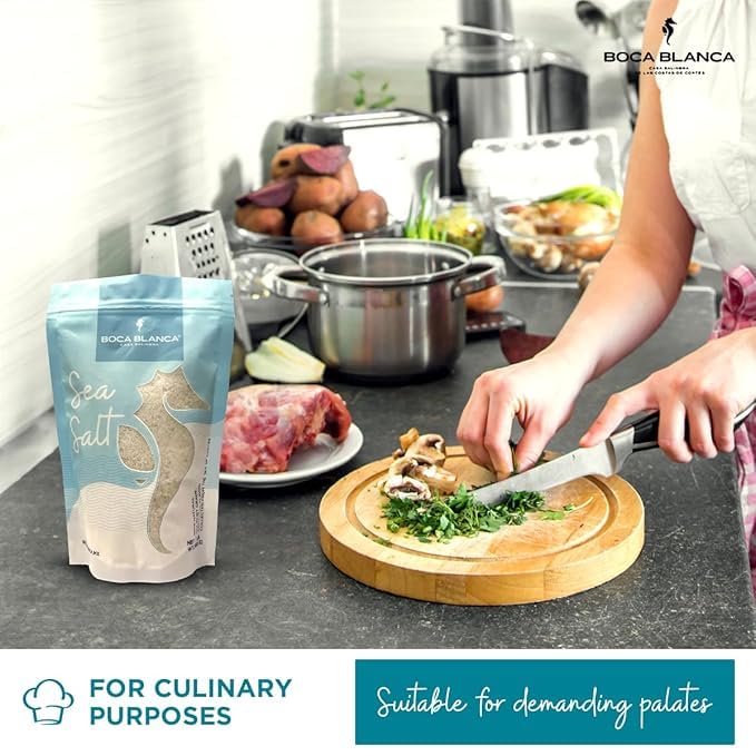 Boca Blanca – Premium Mineral Sea Salt, 100% Natural Sea of Cortés Salt, Sal de Mexico del Mar de Cortez, Pure Sea Salt Ideal for Culinary Purposes - Sal de Mar en Grano Natural - Chemical Free,16 Oz Resealable Pouch