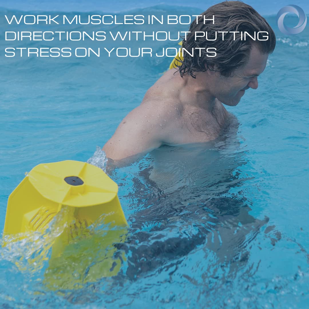 Hydro Tone - HYDRO-BELL Pool Exercise Equipment Dumbbells Pair | Water Weights | Functional Strength Training in the Pool | Aquatic Exercise Equipment | Quick Start Guide (Yellow)