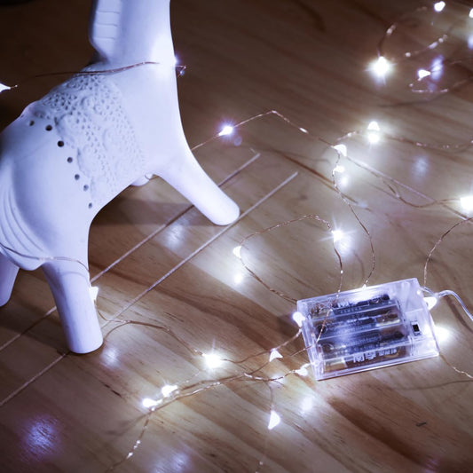 Ariceleo Led Fairy Lights Battery Operated, 2 Packs Mini Battery Powered Copper Wire Starry Fairy Lights for Bedroom, Christmas, Parties, Wedding, Centerpiece, Decoration (5m/16ft Cool White)