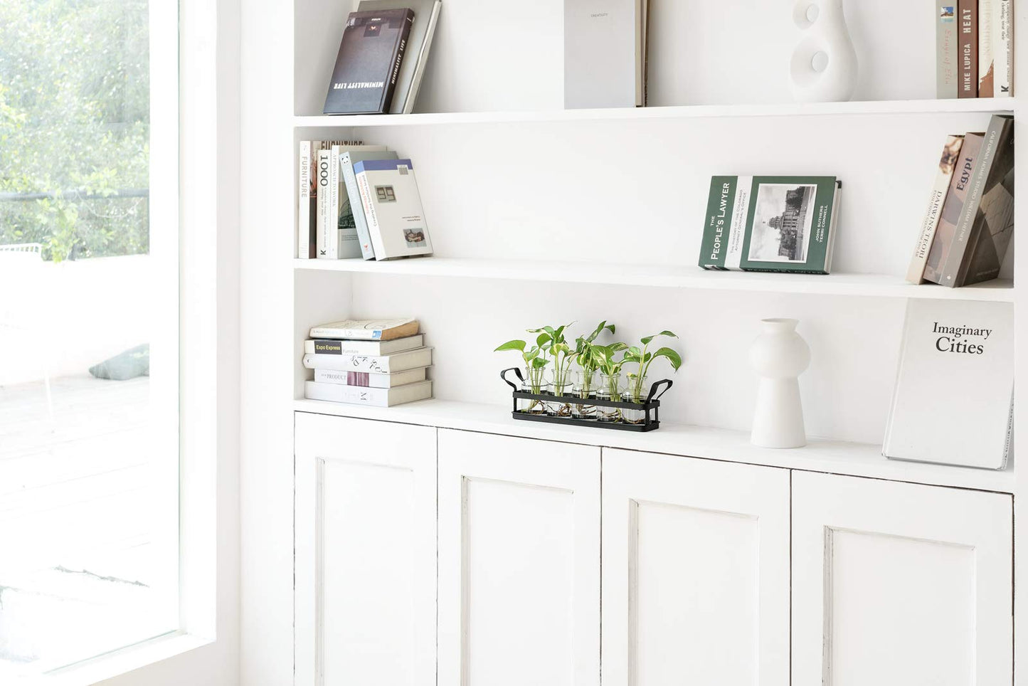 Mkono Propagation Stations with Metal Stand, Desktop Plant Terrarium Glass Planter Vase for Hydroponic Plants Flower Cutting Home Office Garden Decor Plant Lover Gifts, 5 Jars