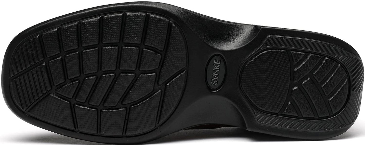 SVNKE Men's Casual Slip-on Loafers Stretch Shoes Square Toe Wedding Dress Shoes Luxury Bussiness Office Shoes Brown 10