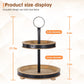 Urban Deco Wood Tiered Tray - 2-Tiered Farmhouse Serving Tray with Metal Handle for Kitchen Counter or Living Room Table